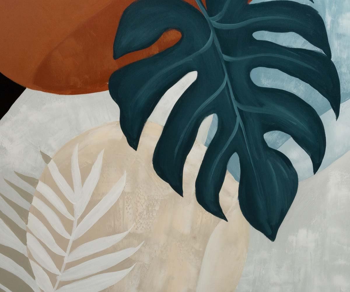 Peinture à l'huile Monstera au clair de lune