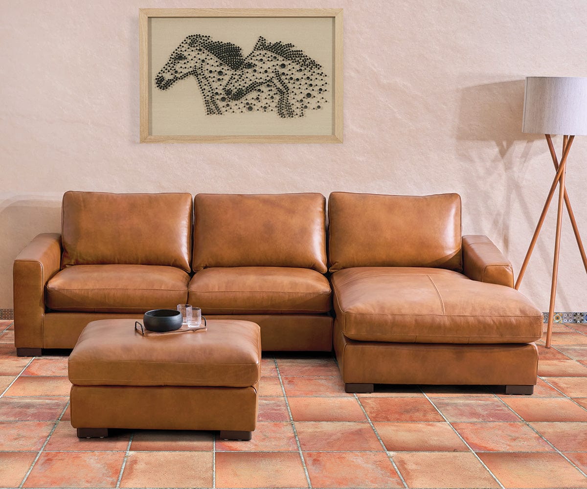 Chaise sectionnelle droite en cuir Braxten