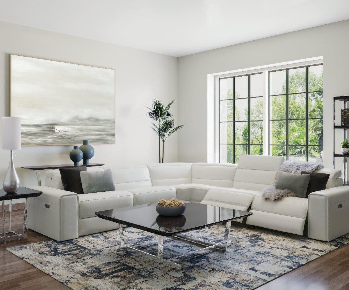 Canapé sectionnel inclinable électrique modulaire en cuir Angelo