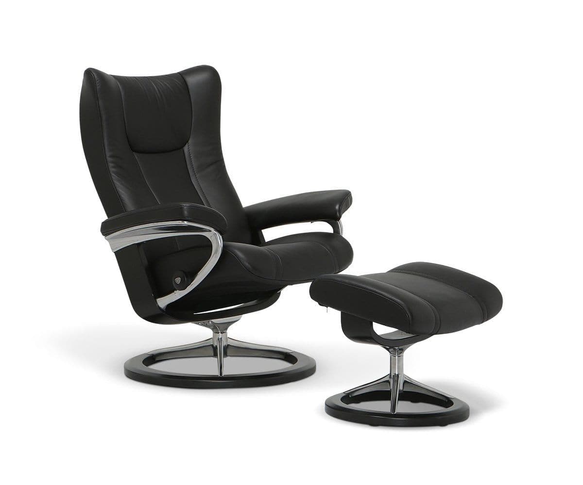 Fauteuil inclinable et ottoman Stressless® avec base Signature - Noir