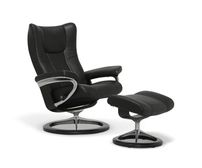 Fauteuil inclinable et ottoman Stressless® avec base Signature - Noir