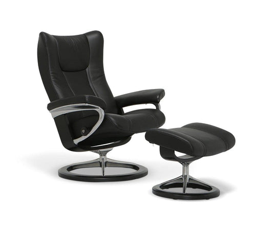 Fauteuil inclinable et ottoman Stressless® avec base Signature - Noir