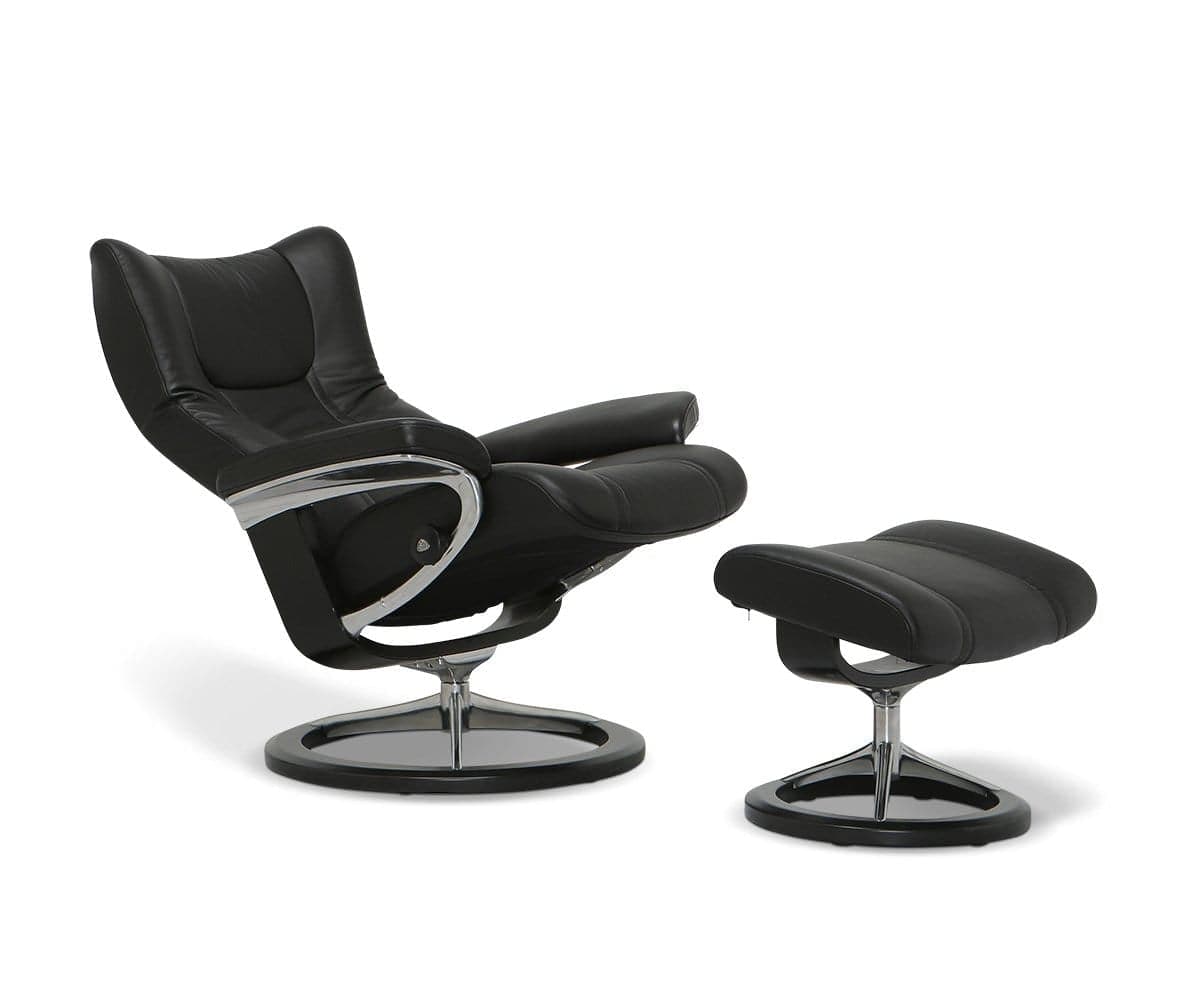 Fauteuil inclinable et ottoman Stressless® avec base Signature - Noir