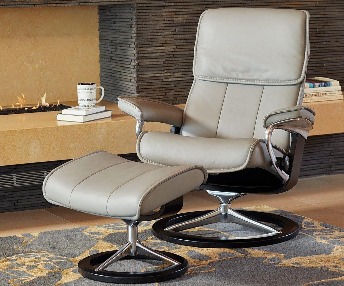 Fauteuil inclinable et ottoman Stressless® Admiral - Gris argenté 