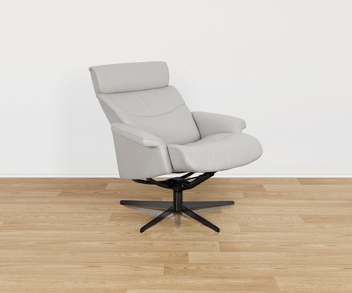 Fauteuil inclinable et ottoman en cuir Leif