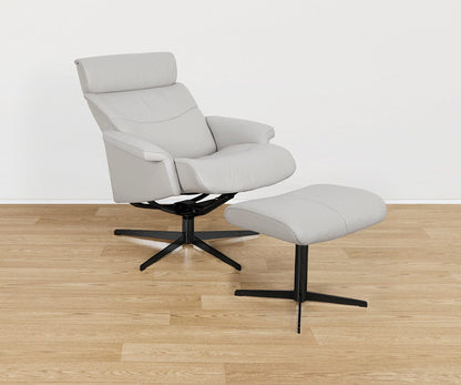 Fauteuil inclinable et ottoman en cuir Leif