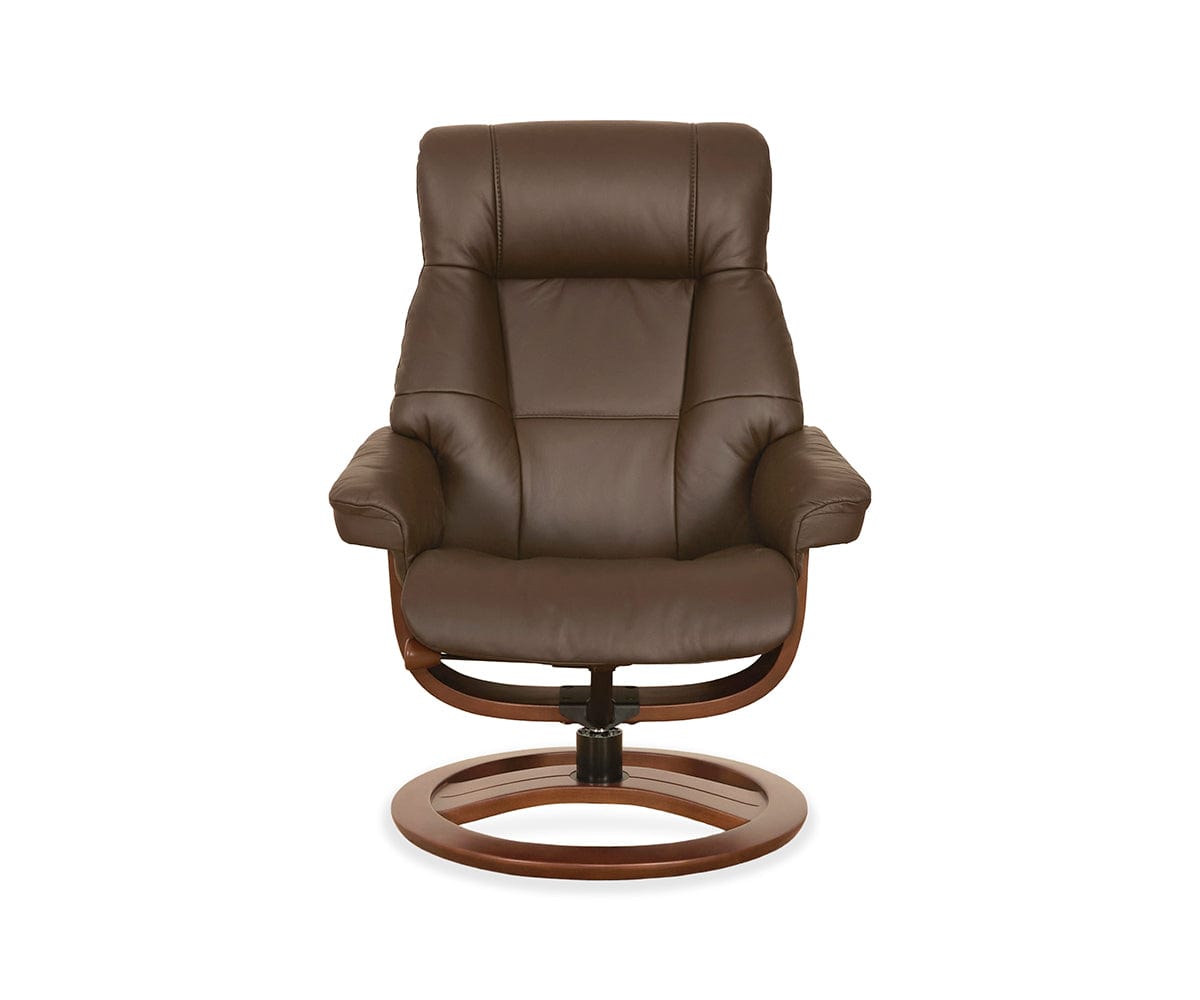 Fauteuil inclinable et repose-pieds en cuir Aksel
