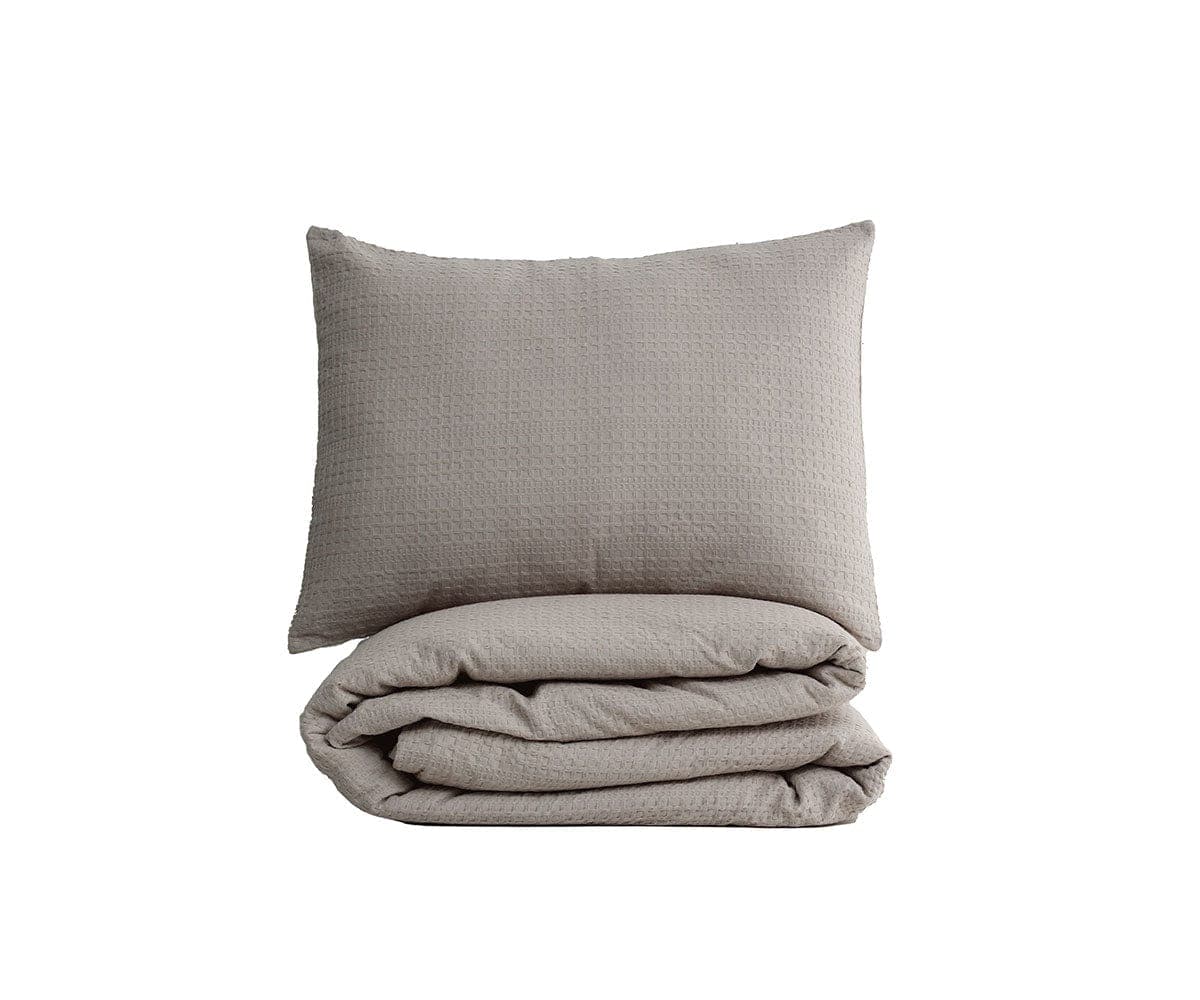 Parure housse de couette et taie d'oreiller en tissu gaufré