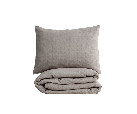 Parure housse de couette et taie d'oreiller en tissu gaufré