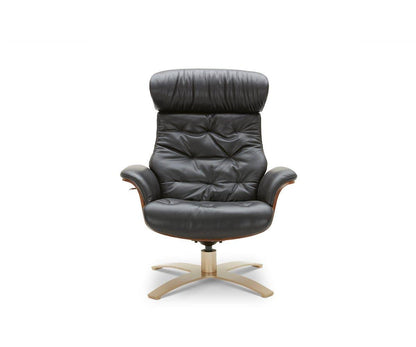Fauteuil inclinable et ottoman en cuir Anselmo