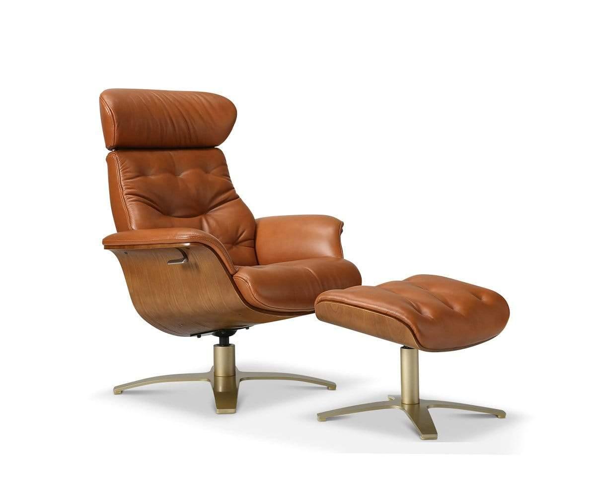 Fauteuil inclinable et ottoman en cuir Anselmo