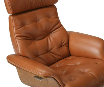 Fauteuil inclinable et ottoman en cuir Anselmo