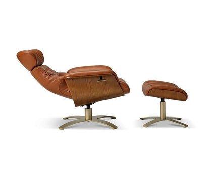 Fauteuil inclinable et ottoman en cuir Anselmo