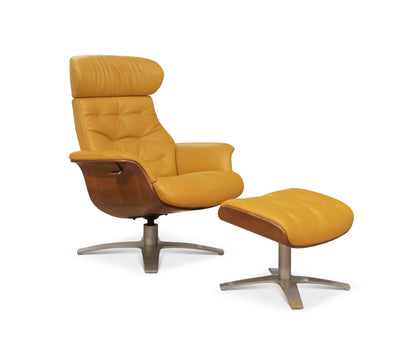 Fauteuil inclinable et ottoman en cuir Anselmo