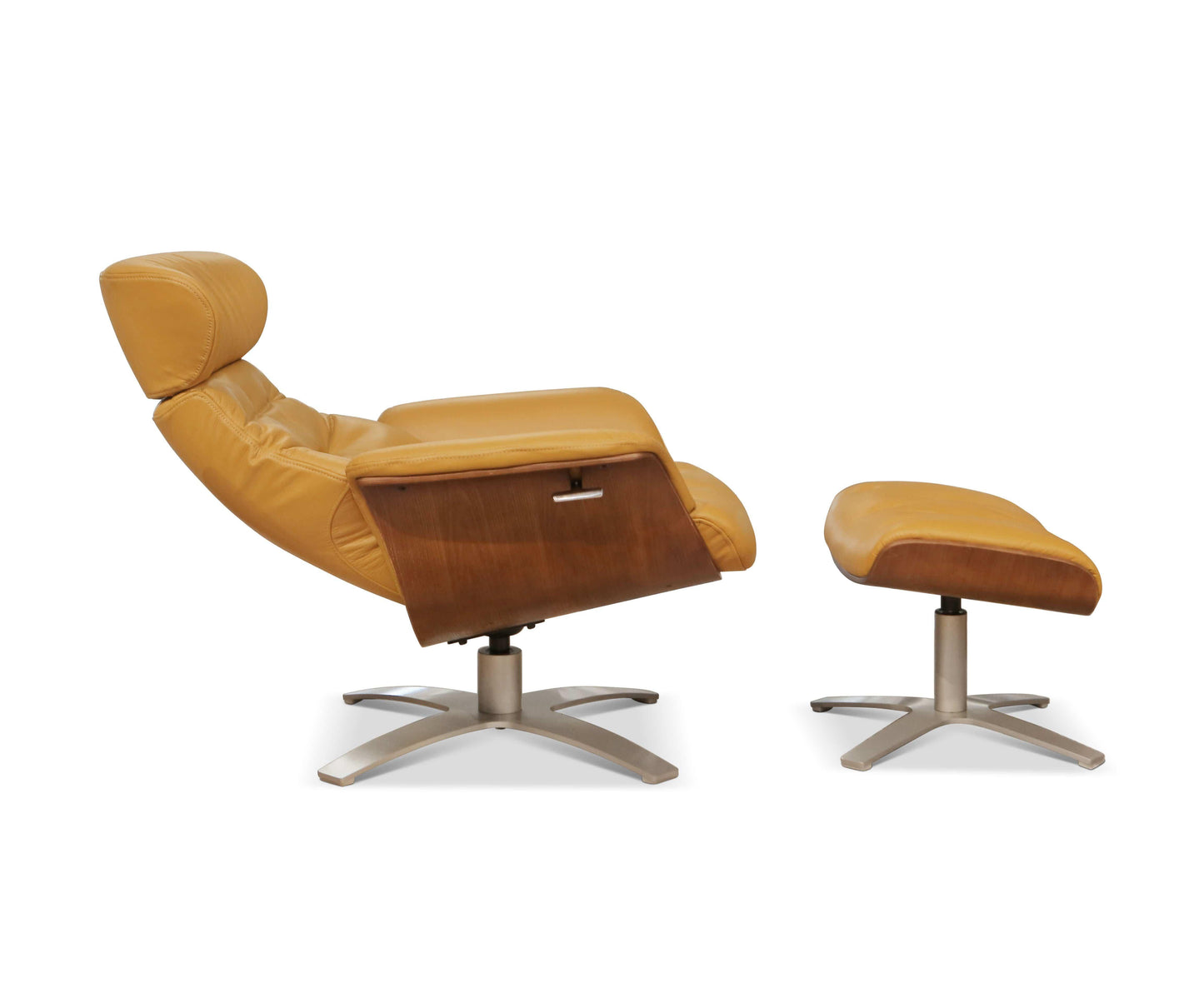 Fauteuil inclinable et ottoman en cuir Anselmo