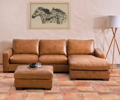 Chaise sectionnelle droite en cuir Braxten