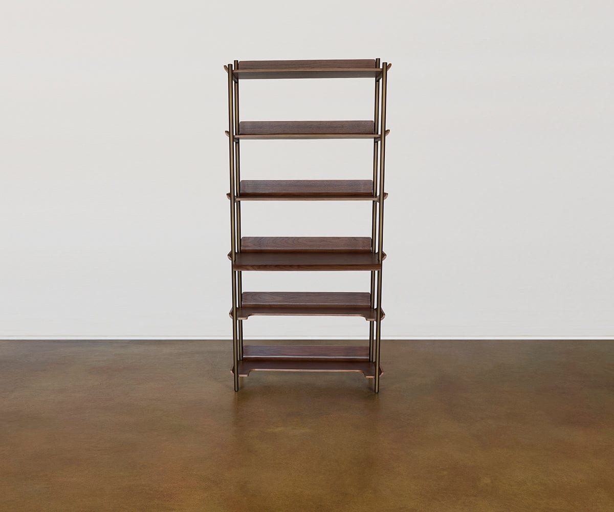 Freya 6 étagères avec bureau - Noyer