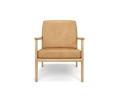 Fauteuil de salon en cuir avec dossier en rotin Bodie