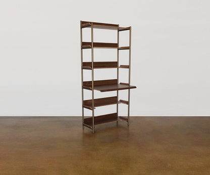 Freya 6 étagères avec bureau - Noyer