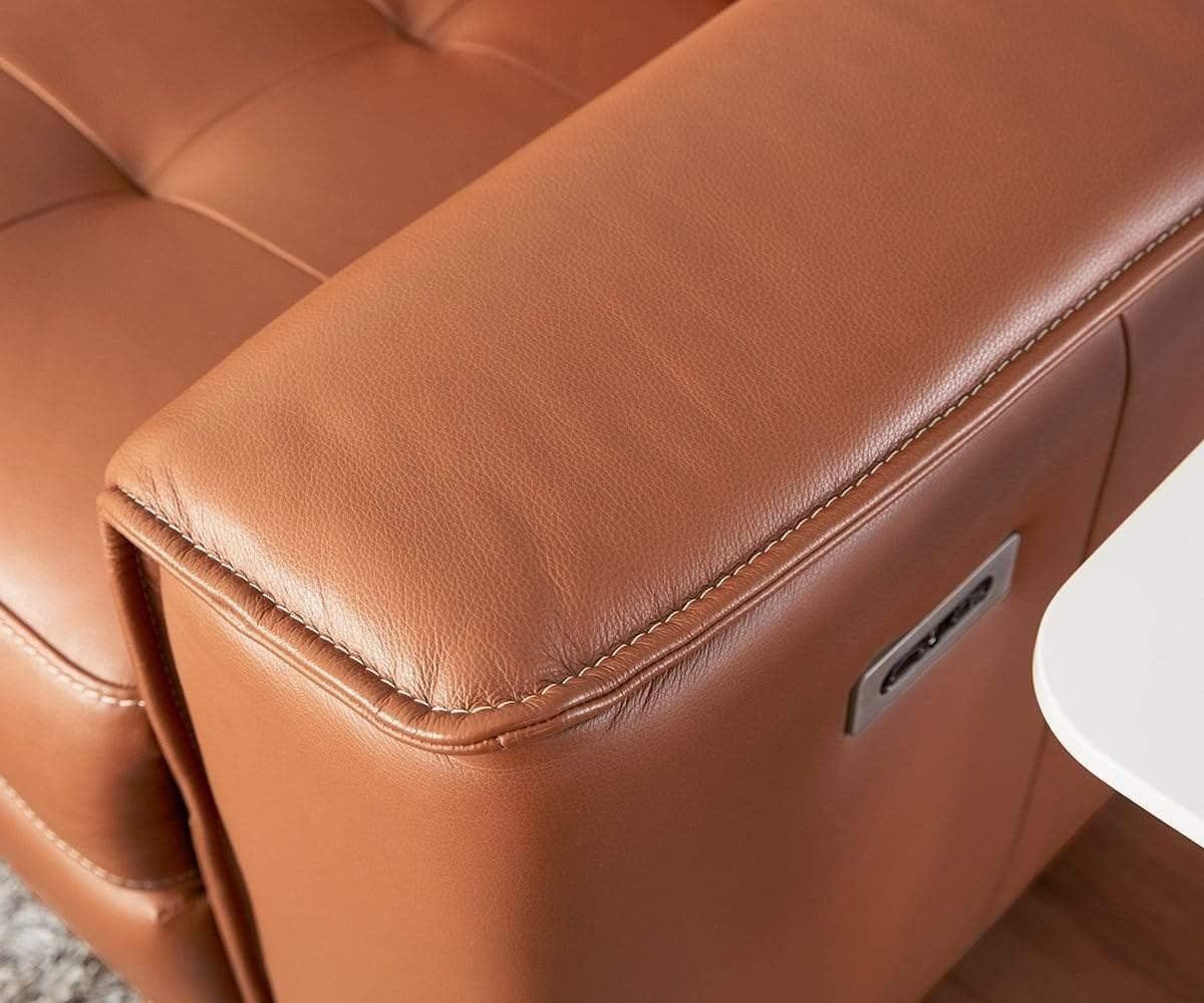 Canapé sectionnel inclinable électrique en cuir Kopervik