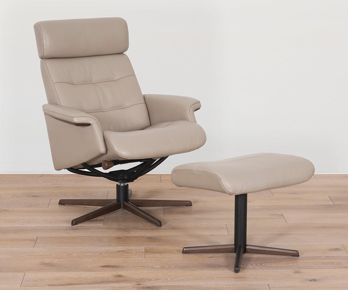 Fauteuil inclinable et ottoman en cuir Steffen