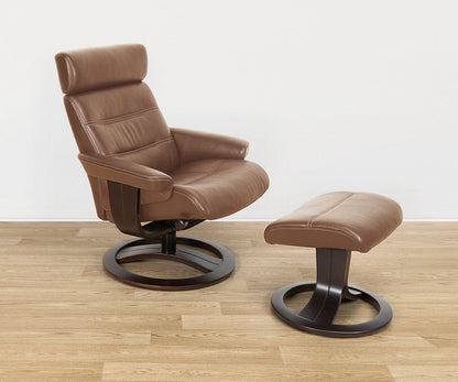 Fauteuil inclinable et ottoman en cuir Oswin