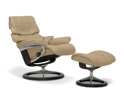 Fauteuil inclinable et ottoman Stressless® Reno avec base Signature - Sable