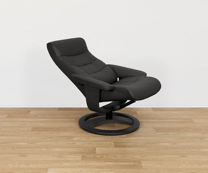 Fauteuil inclinable et ottoman en cuir Hans