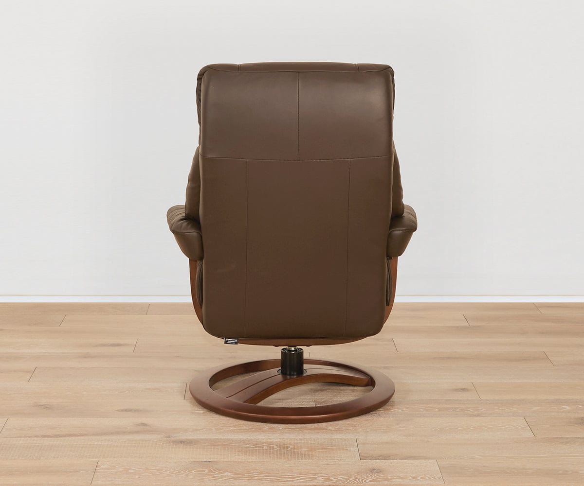 Fauteuil inclinable et repose-pieds en cuir Aksel