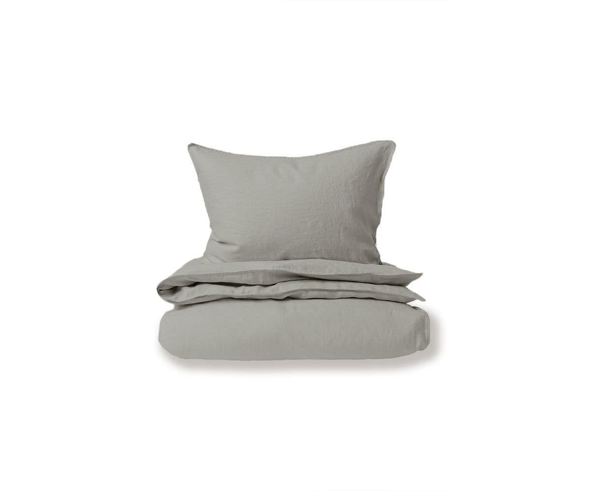 Parure housse de couette et taies d'oreiller en lin Laila - Gris