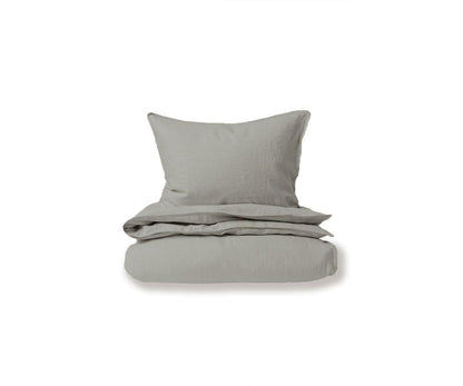 Parure housse de couette et taies d'oreiller en lin Laila - Gris