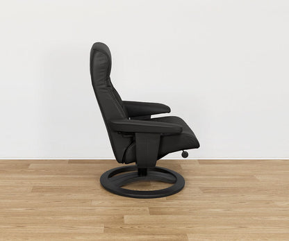 Fauteuil inclinable et ottoman en cuir Hans