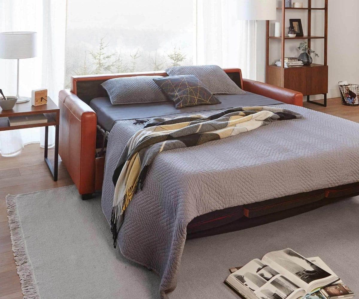 Canapé-lit queen-size en cuir Jonas