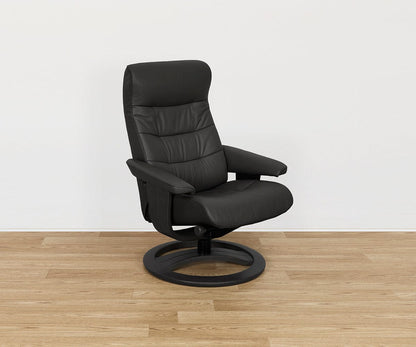 Fauteuil inclinable et ottoman en cuir Hans