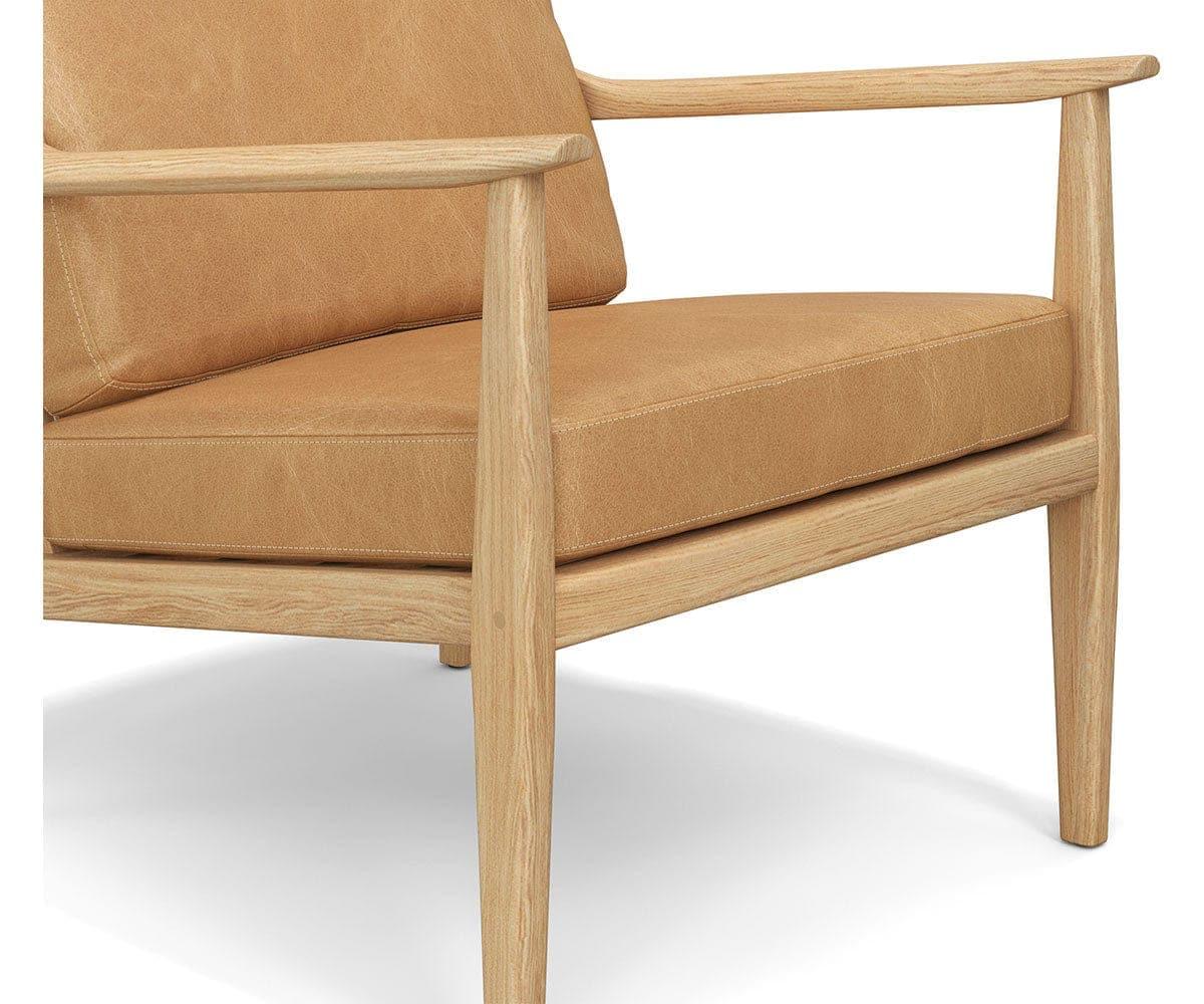 Fauteuil de salon en cuir avec dossier en rotin Bodie