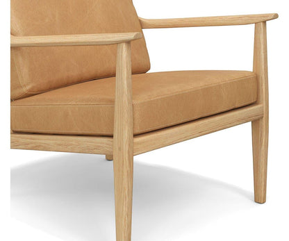 Fauteuil de salon en cuir avec dossier en rotin Bodie