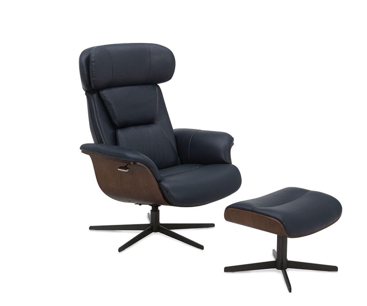 Fauteuil inclinable et ottoman en cuir Alvar