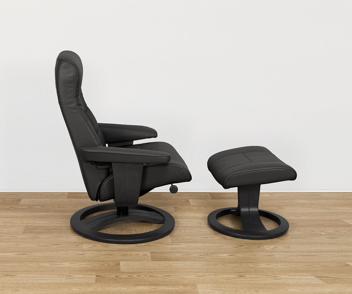 Fauteuil inclinable et ottoman en cuir Hans